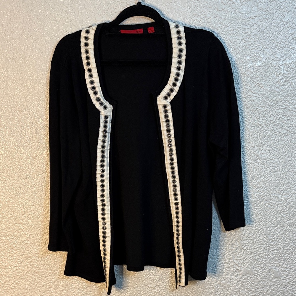 Red Black and White Women's Cardigan